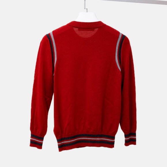 Louis Vuitton Vintage Red Wool Varsity Crewneck Sweater - Picture 3 of 10